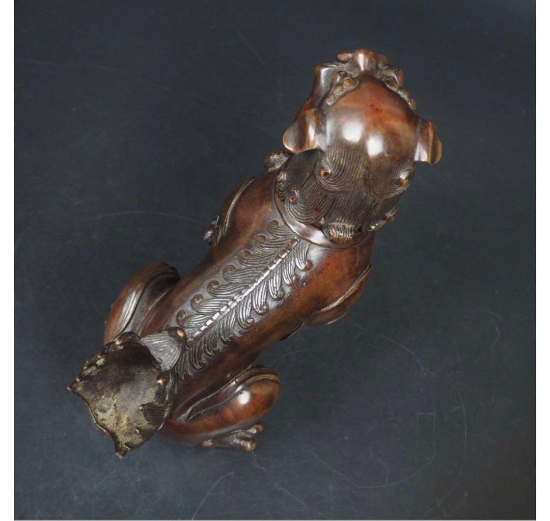 送料無料　中国古玩　清時代古銅獅子香炉　華道具香道具