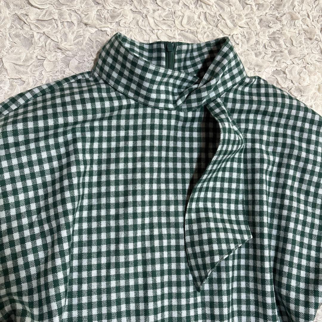 美品　SHE Tokyo カシミヤ混 ボリュームスリーブ ブラウス ボウタイ　F