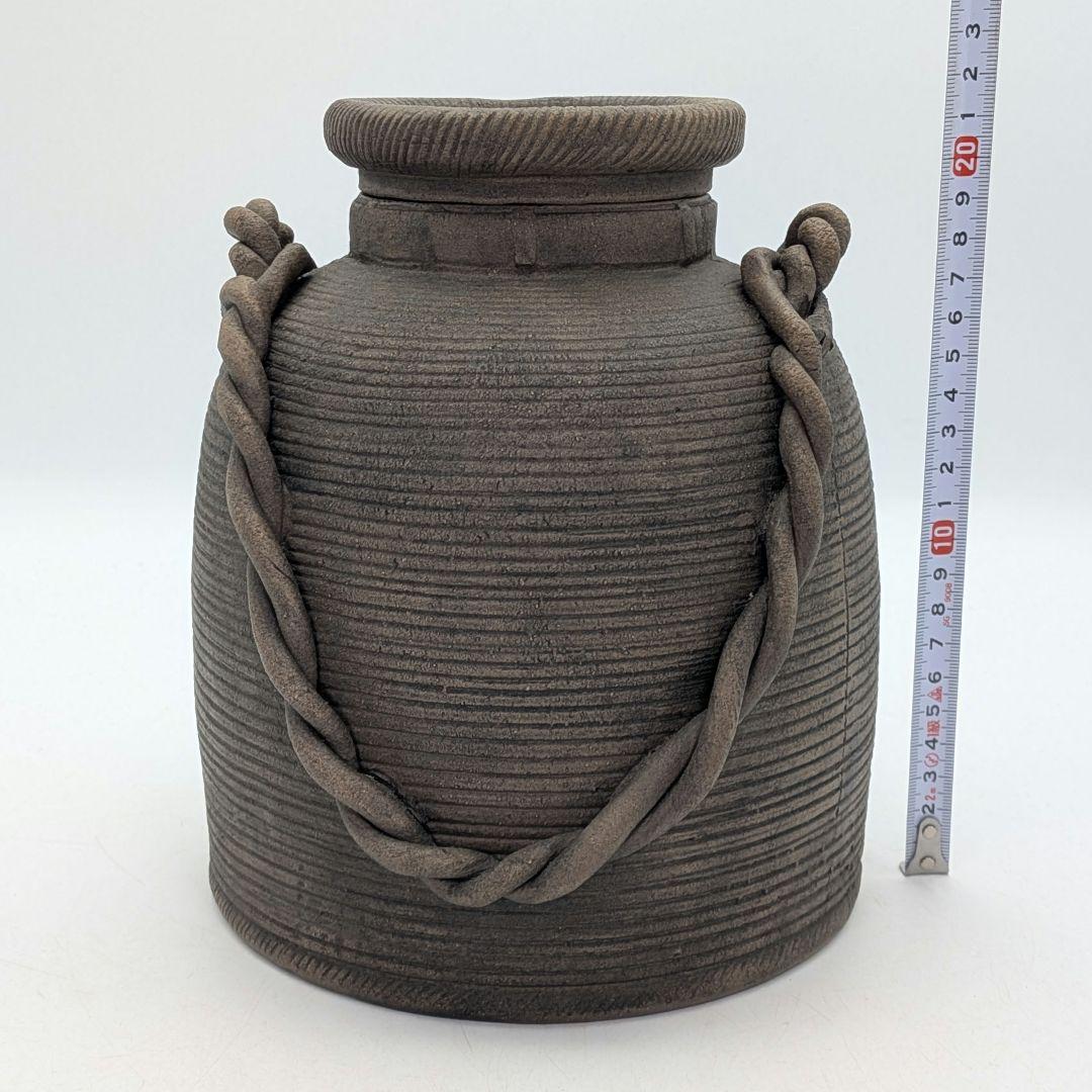 焼き締め陶 蟹彫魚籃型水指 抹茶道具 茶器 水差 容器 ビク 藤籠 竹籠 魚籠