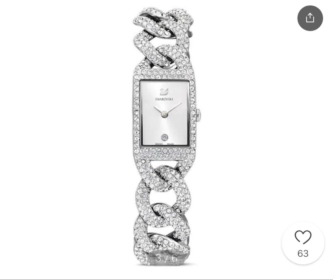 【美品】SWAROVSKI シルバー チェーン腕時計