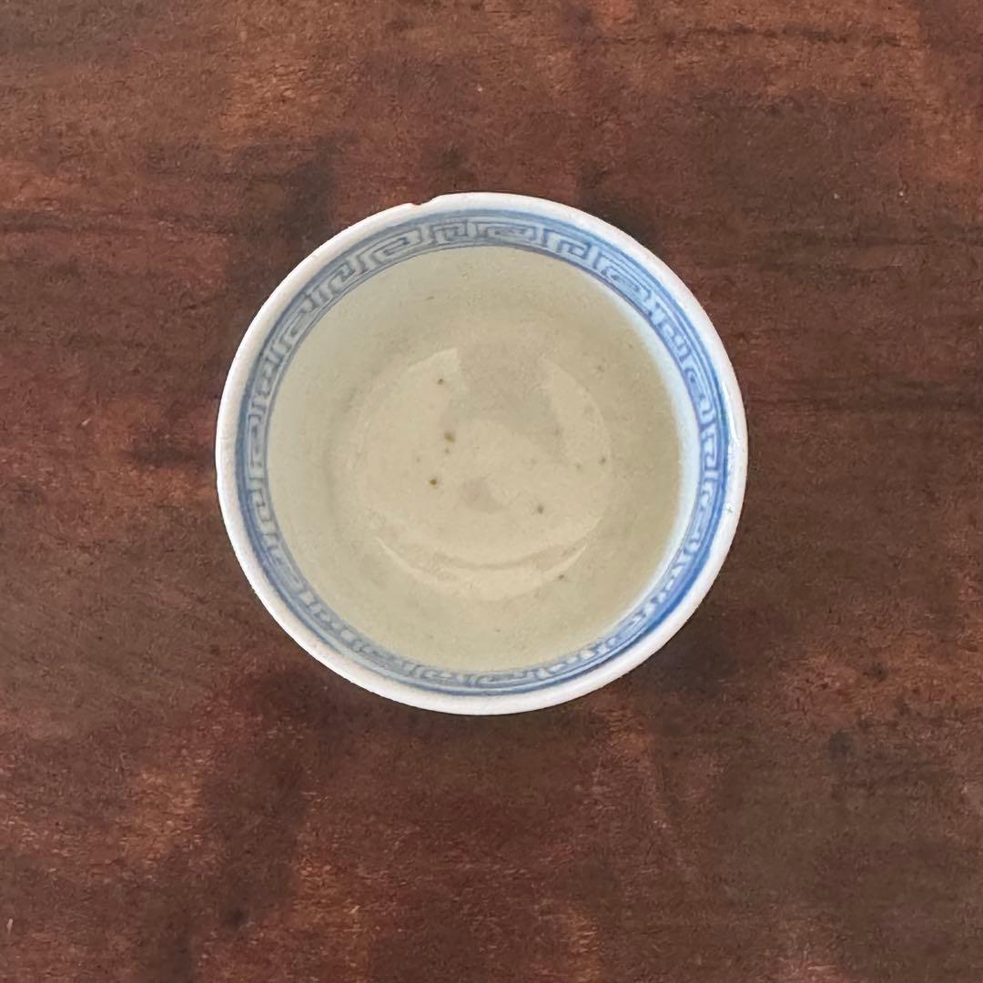 【蔵出し】古伊万里　染付　蛸　唐草　覗き　小猪口　江戸　向付　猪口　渦福　角福