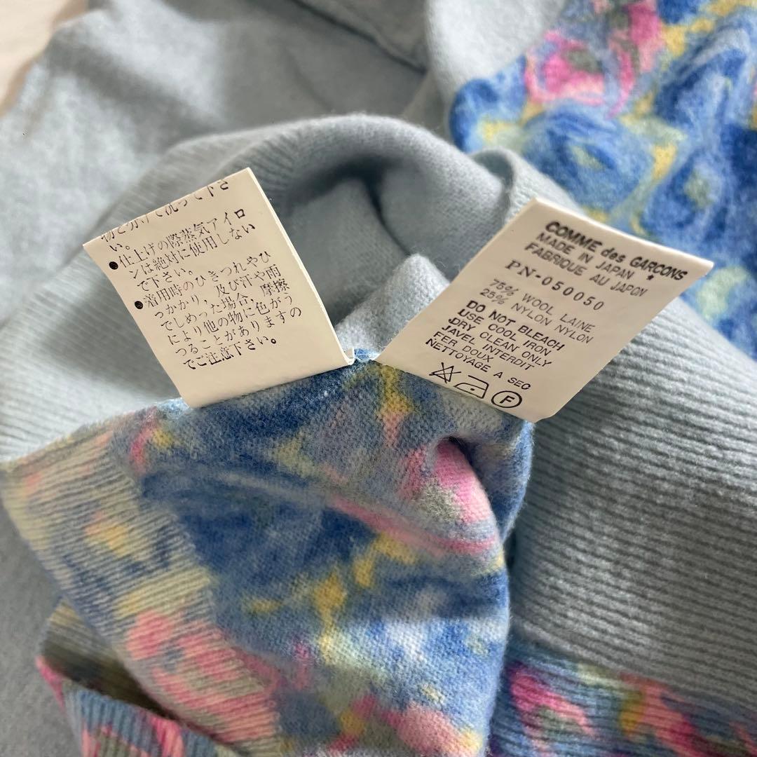 コムデギャルソンオムプリュス クルーネックニット 薔薇柄 ウール AD1988