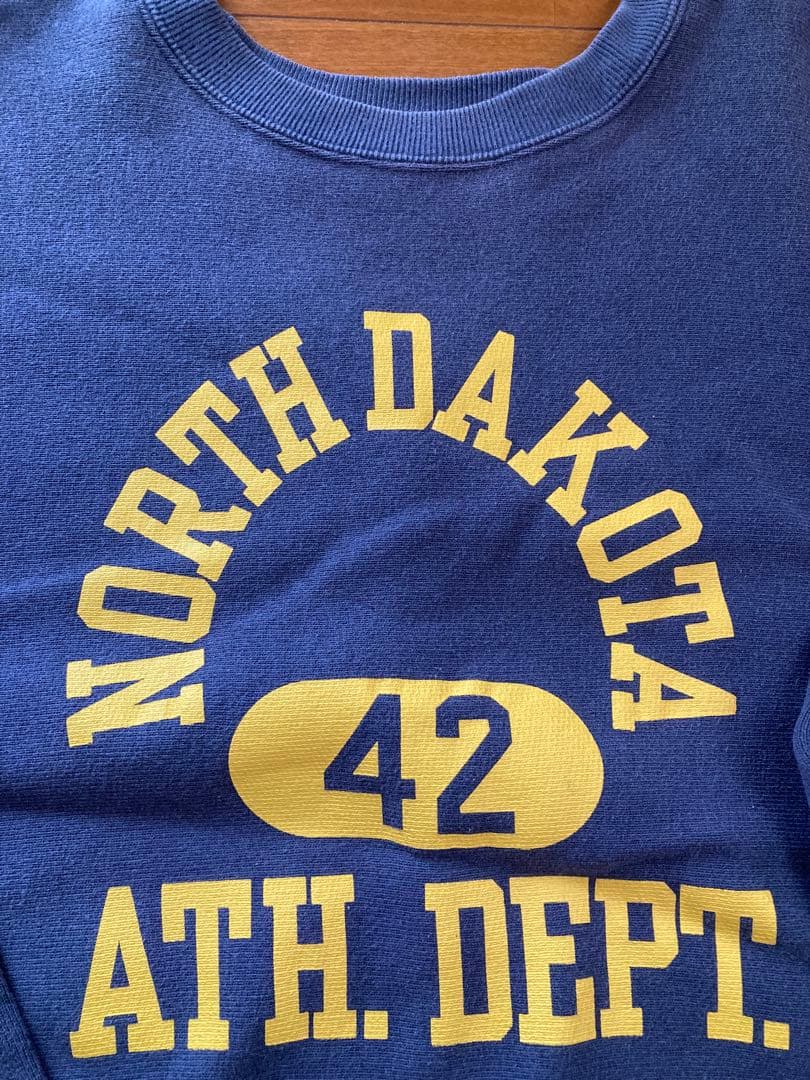 チャンピオン リバースウィーブ 青タグ 復刻 3段プリント スウェット ネイビー