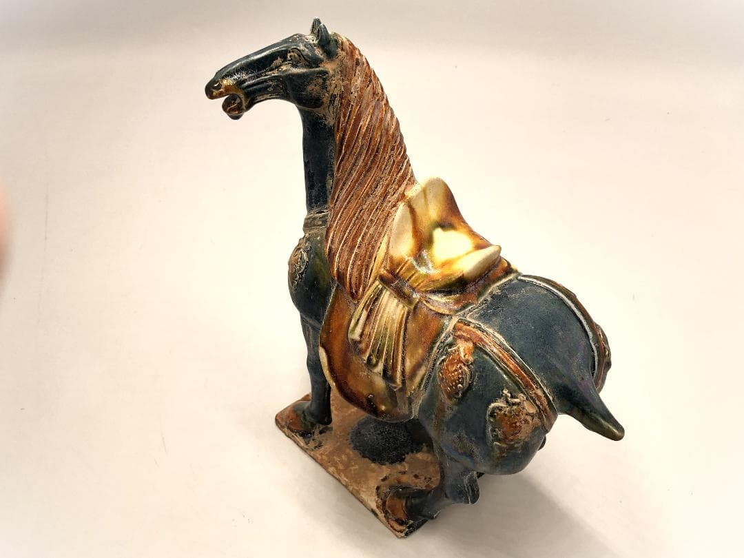 【 倣古三彩馬俑 】 　経世紀骨董　中華古玩