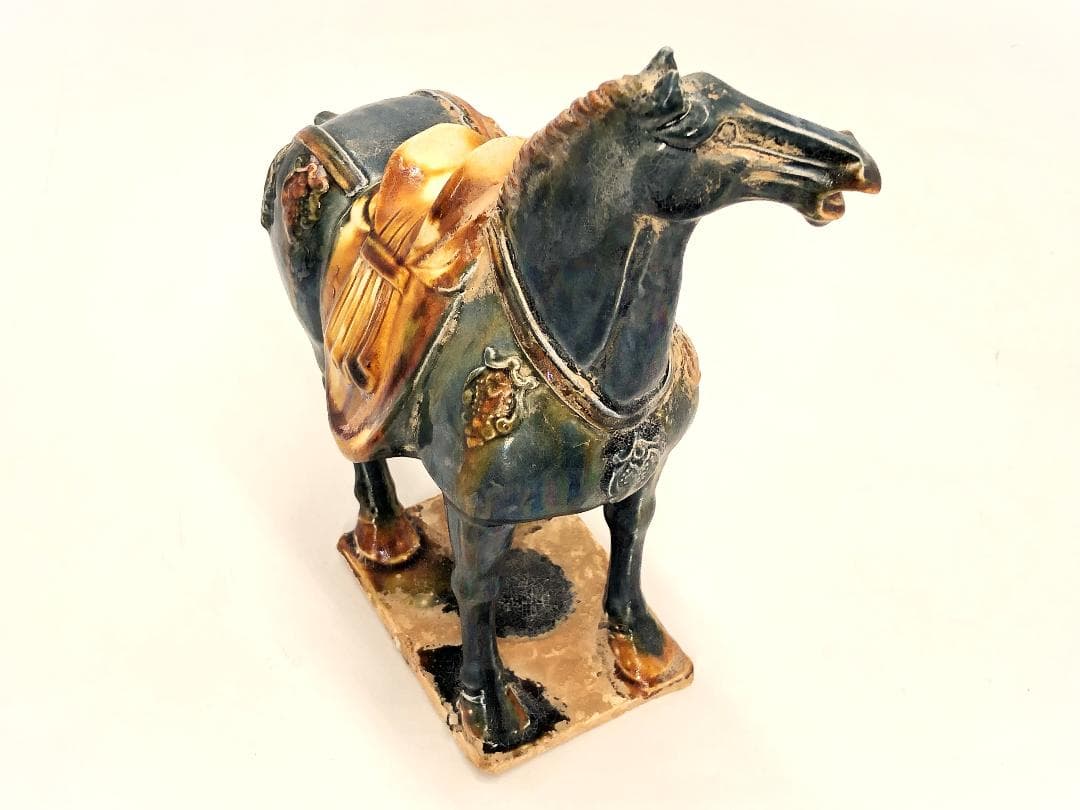 【 倣古三彩馬俑 】 　経世紀骨董　中華古玩