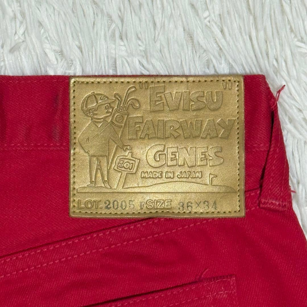 極美品　エヴィスゴルフ　ゴルフパンツ　カモメ　大きいサイズ　ゆるだぼ　赤