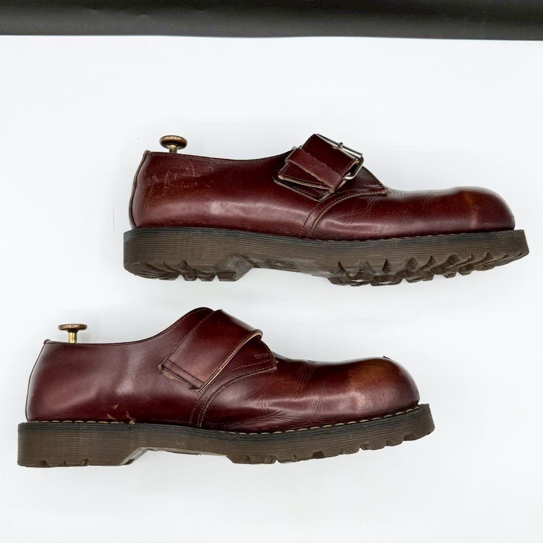 レア/UK9 ドクターマーチン イングランド製 スチールトゥ シングルモンク 茶