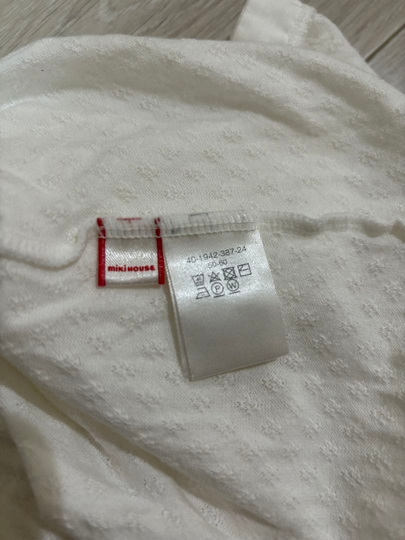 ミキハウス　ホワイト ベビードレスセット 帽子付き