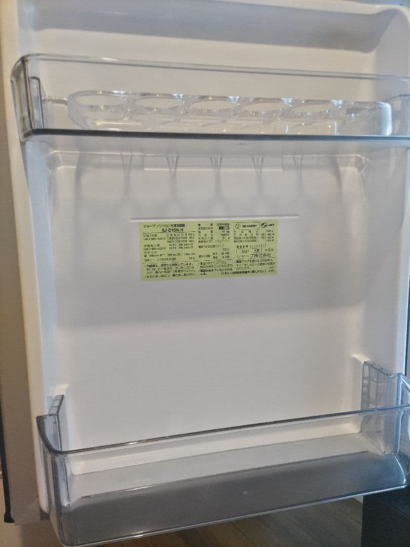 SHARP 冷蔵庫 SJ−D15H−H　2ドア 左右開き　2021年式