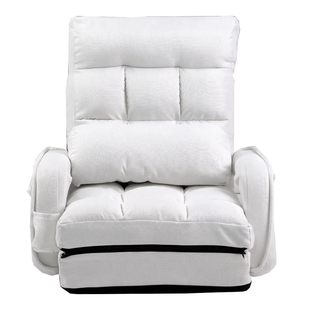 座椅子リクライニング14段ギア リクライニングチェアーコンパクト【ホワイト】