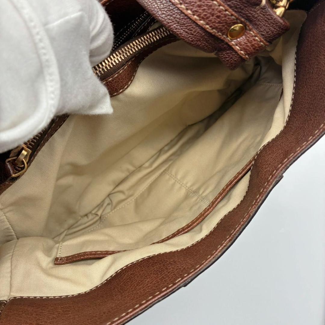 トッズ ホーボー ワンショルダー ショルダーバッグ ブラウン ゴールド金具