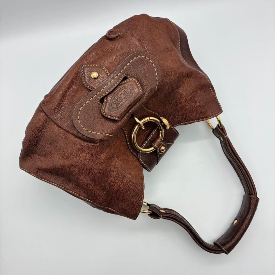 トッズ ホーボー ワンショルダー ショルダーバッグ ブラウン ゴールド金具
