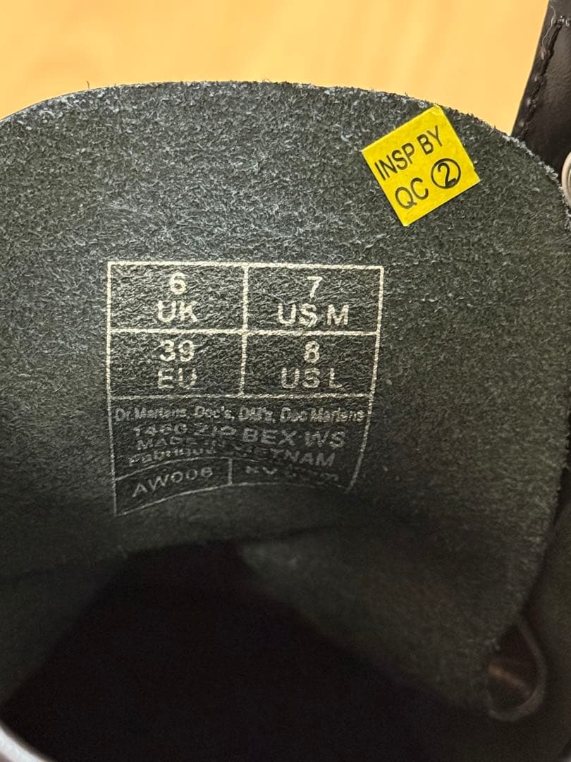 Dr. Martens 8ホール ホワイトステッチ ジッパー付き UK6