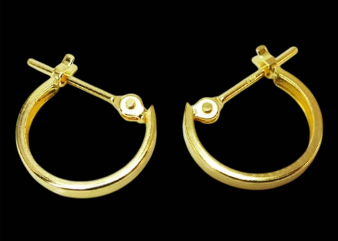 K18 イエローゴールド 角ミゾ フープピアス