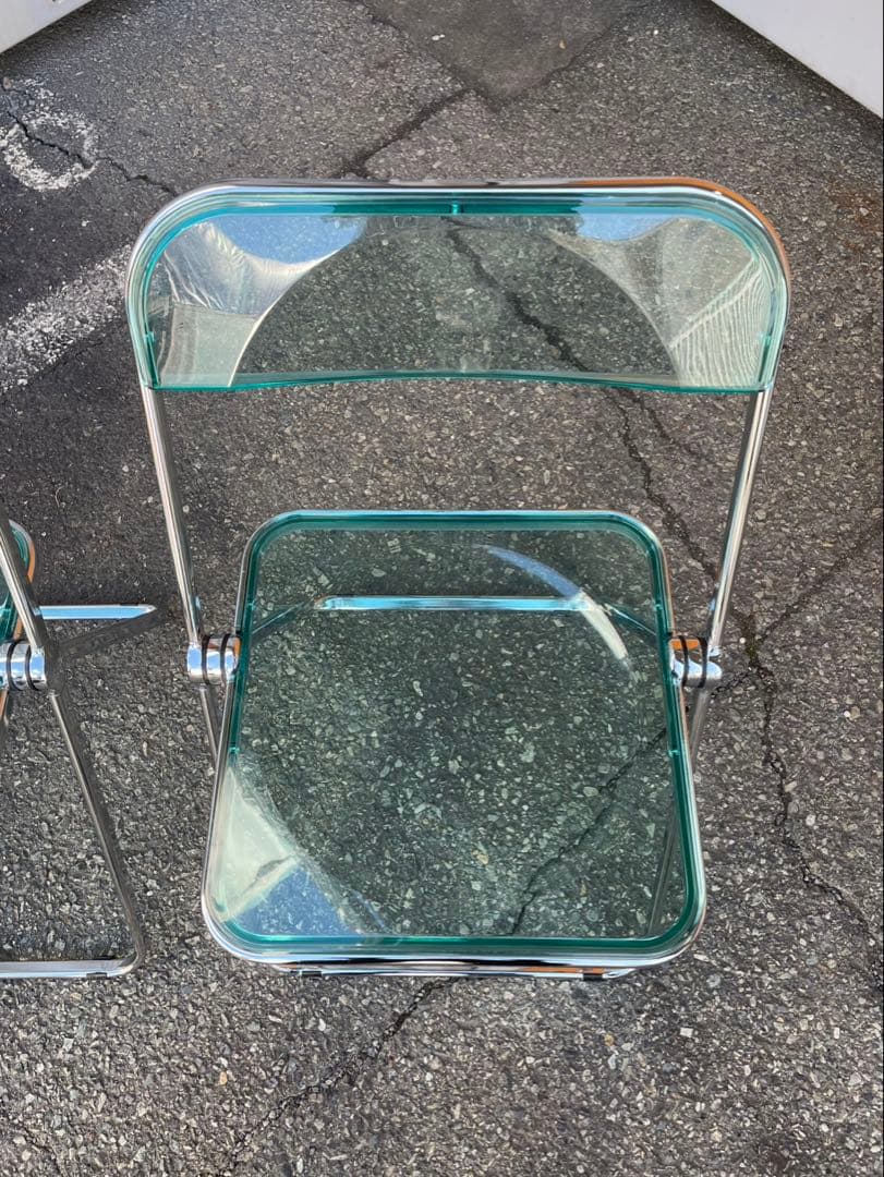 折りたたみ式　クリアチェア　2脚セット