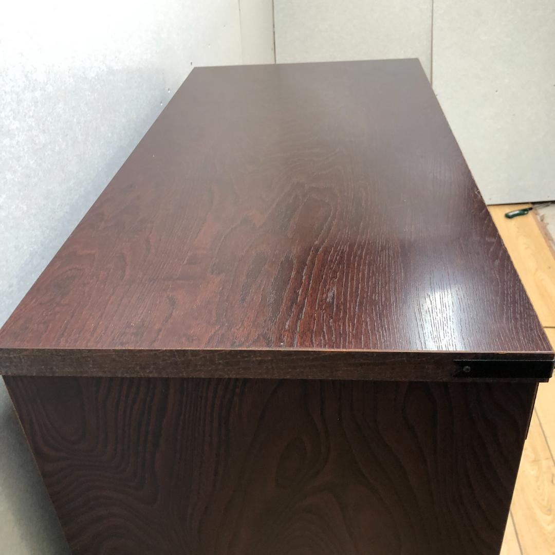 けやき民芸 90飾棚 和風 レトロ家具 ガラス戸付き 食器棚 　250720-6