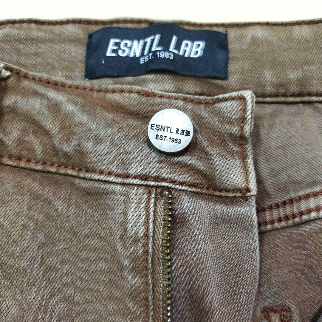 ESNTL LAB　ハードダメージフレアデニムパンツ　ビンテージ加工　茶系　30