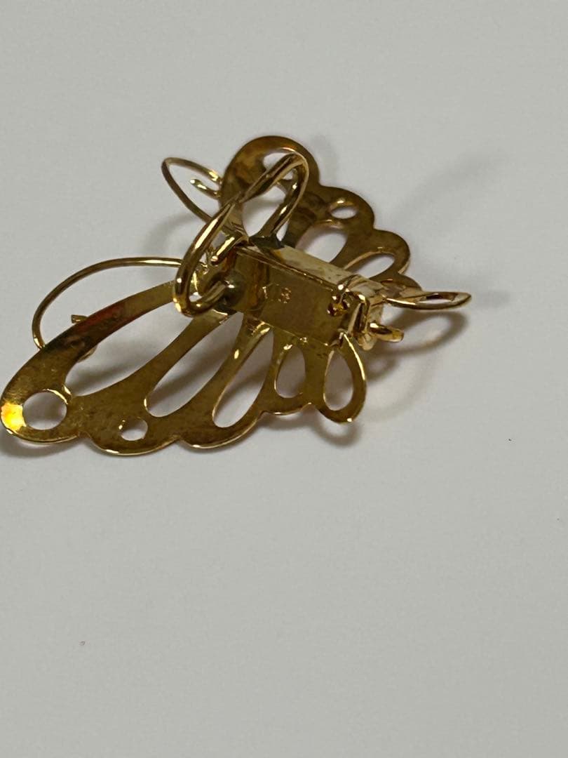 18金バタフライ蝶18Kブローチ