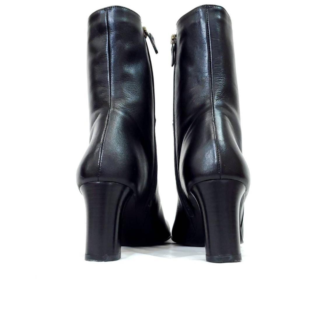 ローレンラルフローレン　新品　ショートブーツ　サイドジップ　スクエア　レザー