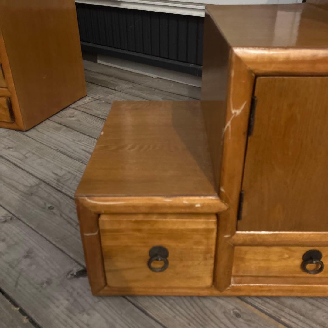 ① 昭和レトロ 中国古典家具 木製 階段箪笥 サイドボード 古家具 ビンテージ