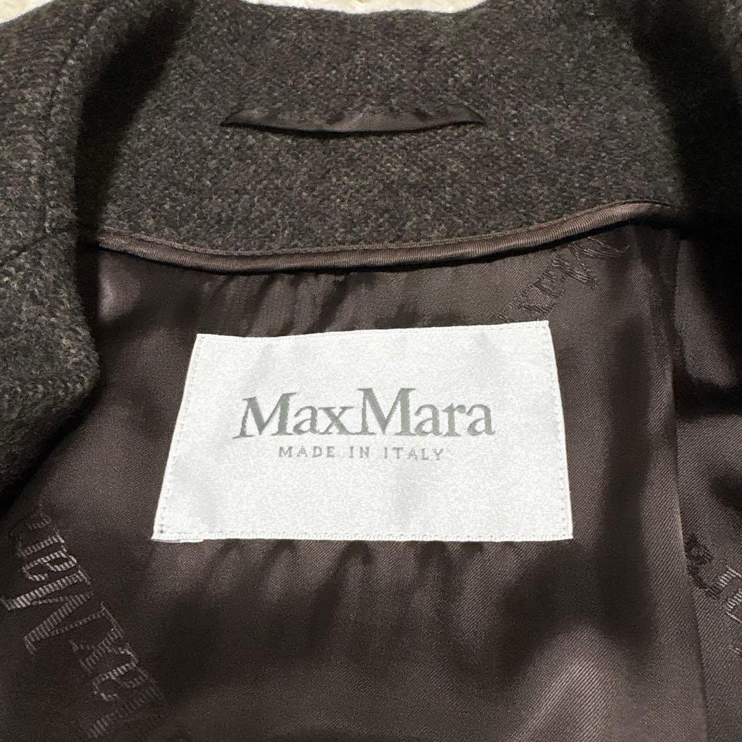 美品 MaxMara 白タグ アンゴラ混キャメルショートコート ブラウン 42