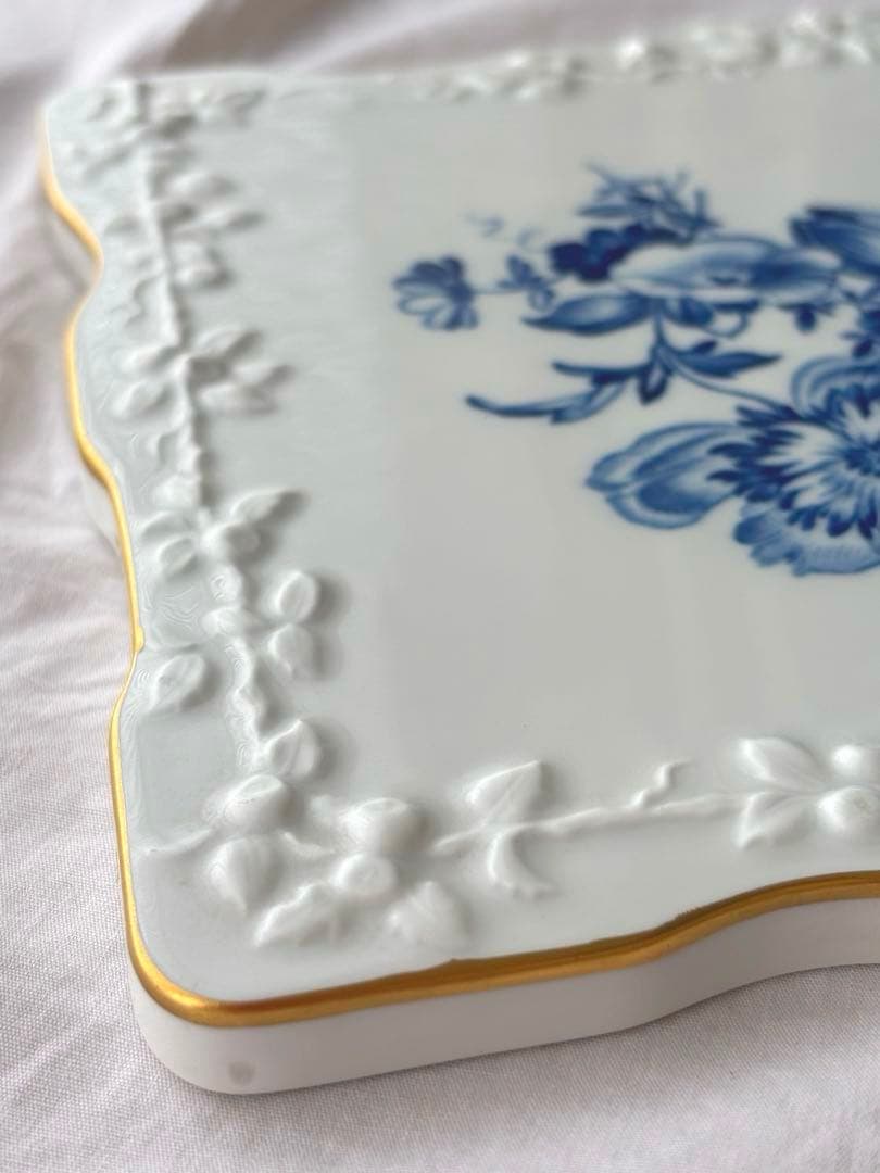 マイセン　陶板飾り絵　ブルーフラワー