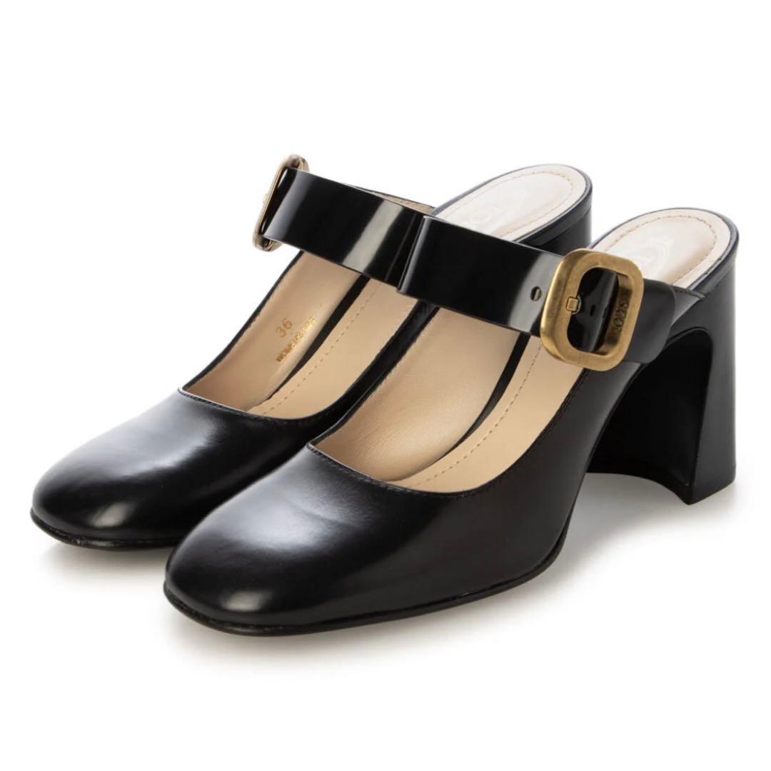 トッズ　ミュール　サンダル　ワンベルト　チャンキーヒール