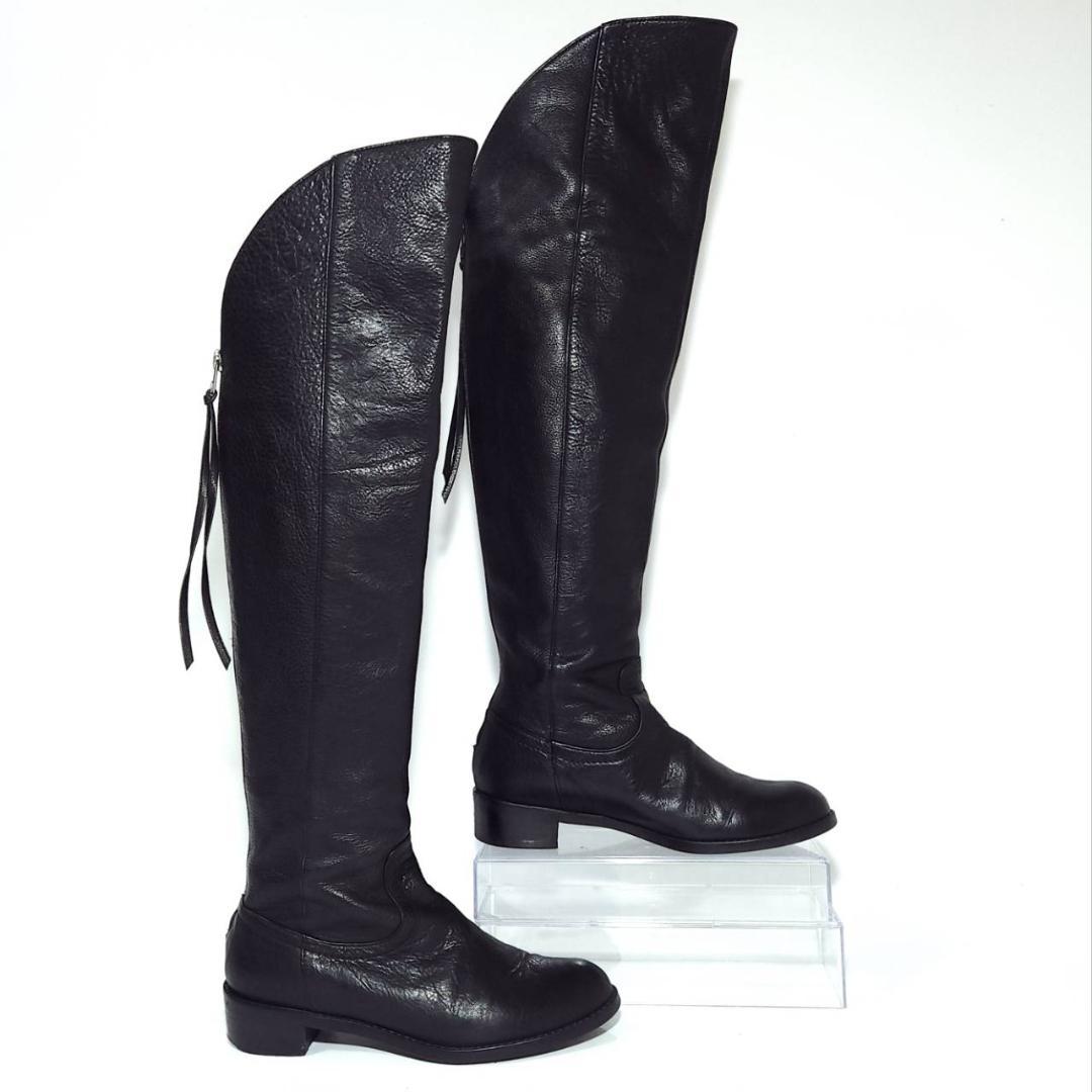 【らぶさん】ダイアナ　本革　ニーハイ　　ブーツ　シボ革　ブラック　日本製