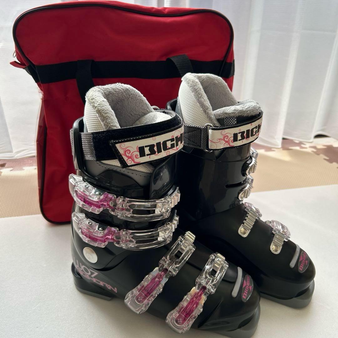 新品⭐︎BICHORN 女性用スキーブーツ ブラック/ピンク ブーツケース付き