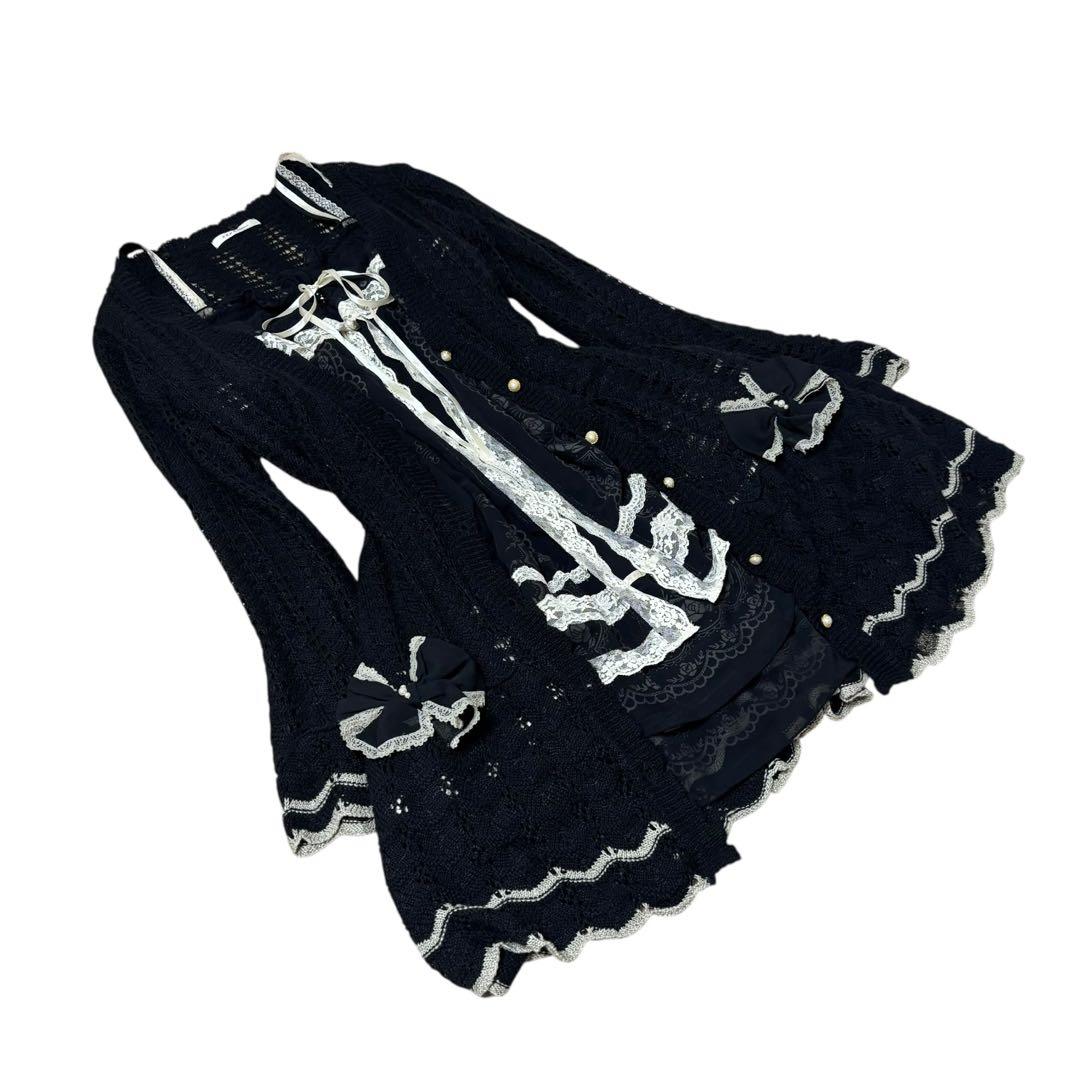 00's axes femme ニットカーディガン リボン 透かし編み