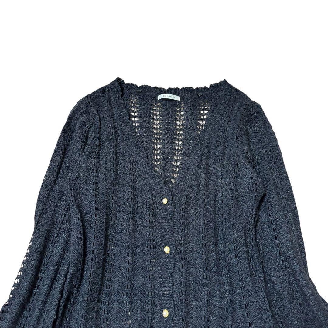 00's axes femme ニットカーディガン リボン 透かし編み