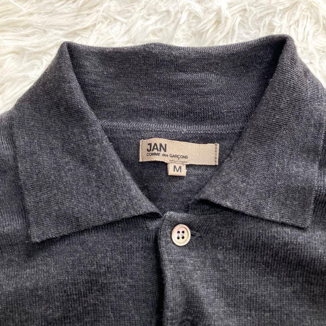 ヤン コムデギャルソン ボーダー 切替 ウール 襟付き ニット 長袖 M