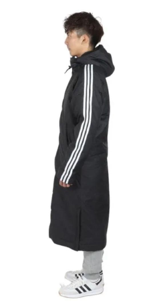 L ☆新品☆ アディダス ベンチコート ボア 防寒 防風 ロング丈　ブラック