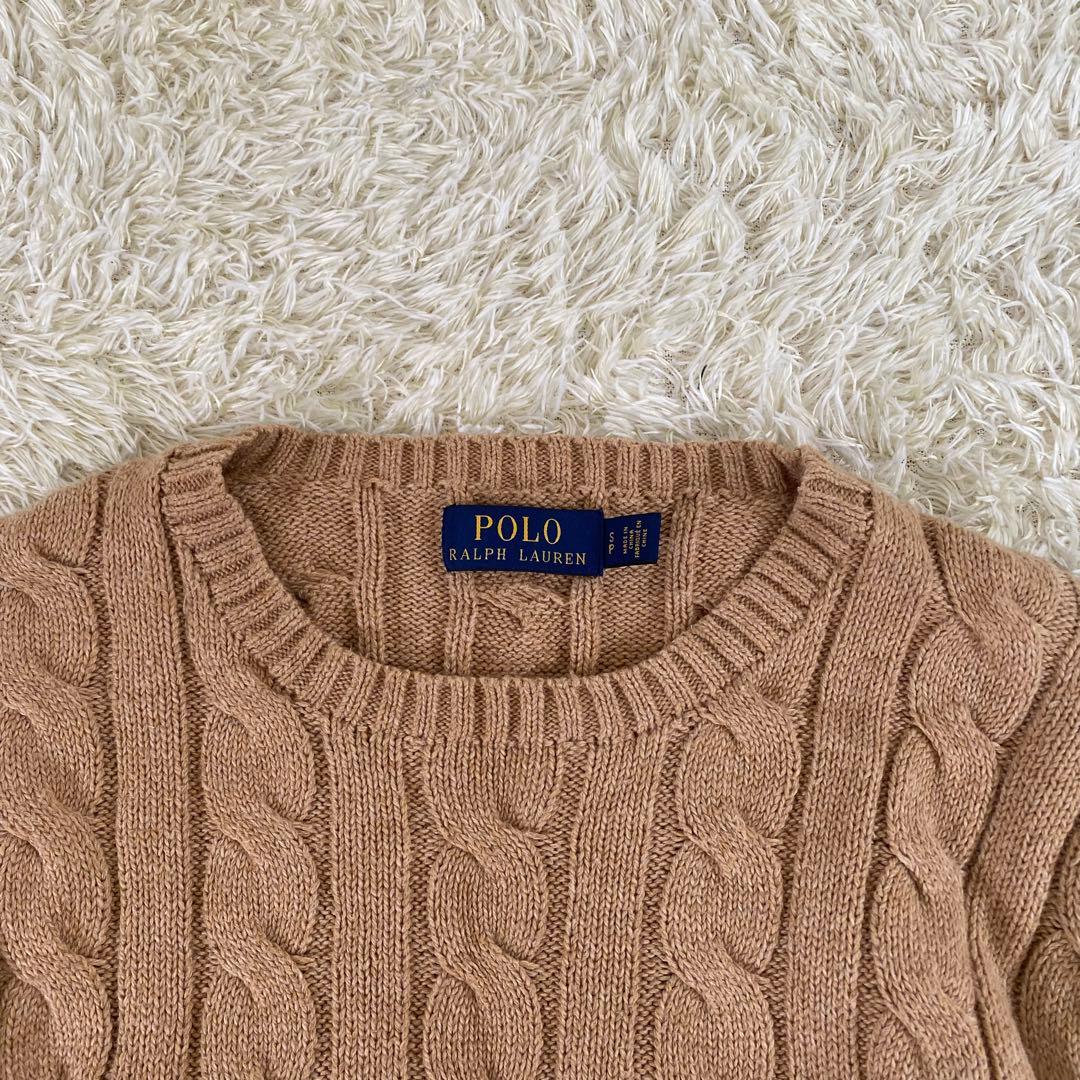 【美品】ポロラルフローレン　ケーブルニット　ユニセックス　メンズ　茶　L相当