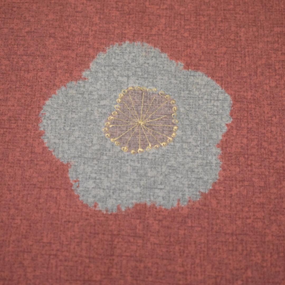 M20-20 新品 正絹 染大島 訪問着 仮絵羽解き 灰赤茶系 梅