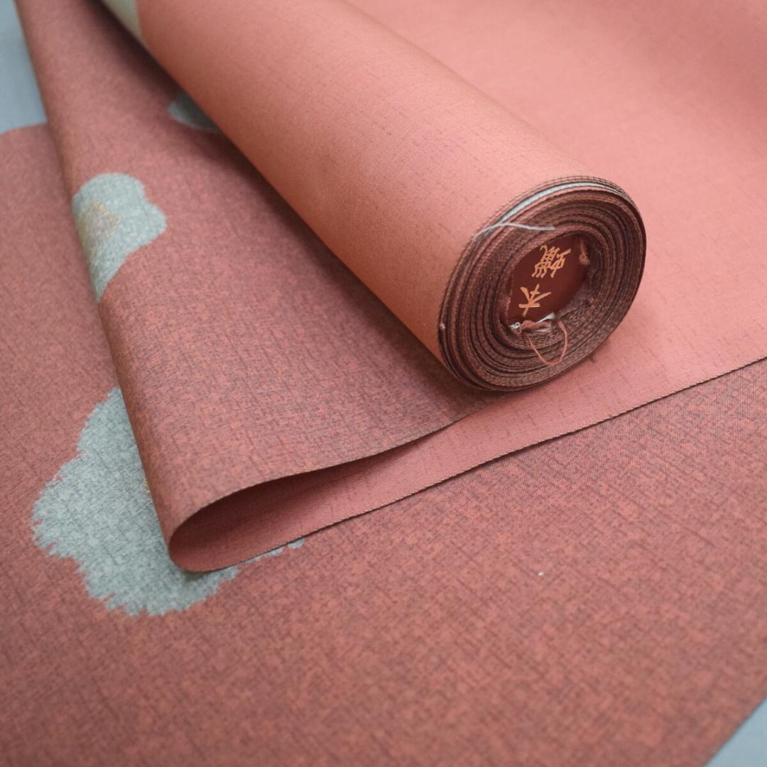 M20-20 新品 正絹 染大島 訪問着 仮絵羽解き 灰赤茶系 梅