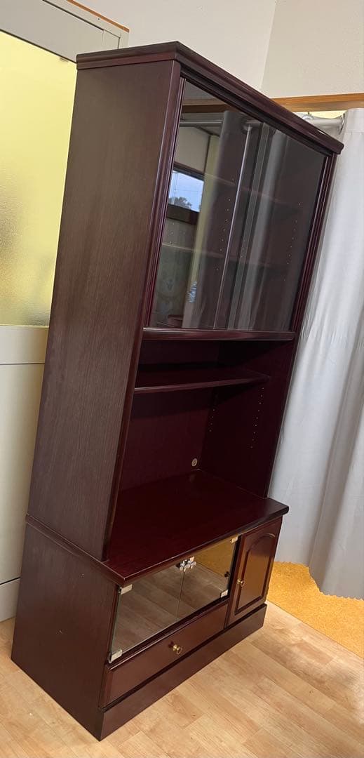昭和 レトロ　サイドボード　食器棚　本棚　ガラスキャビネット