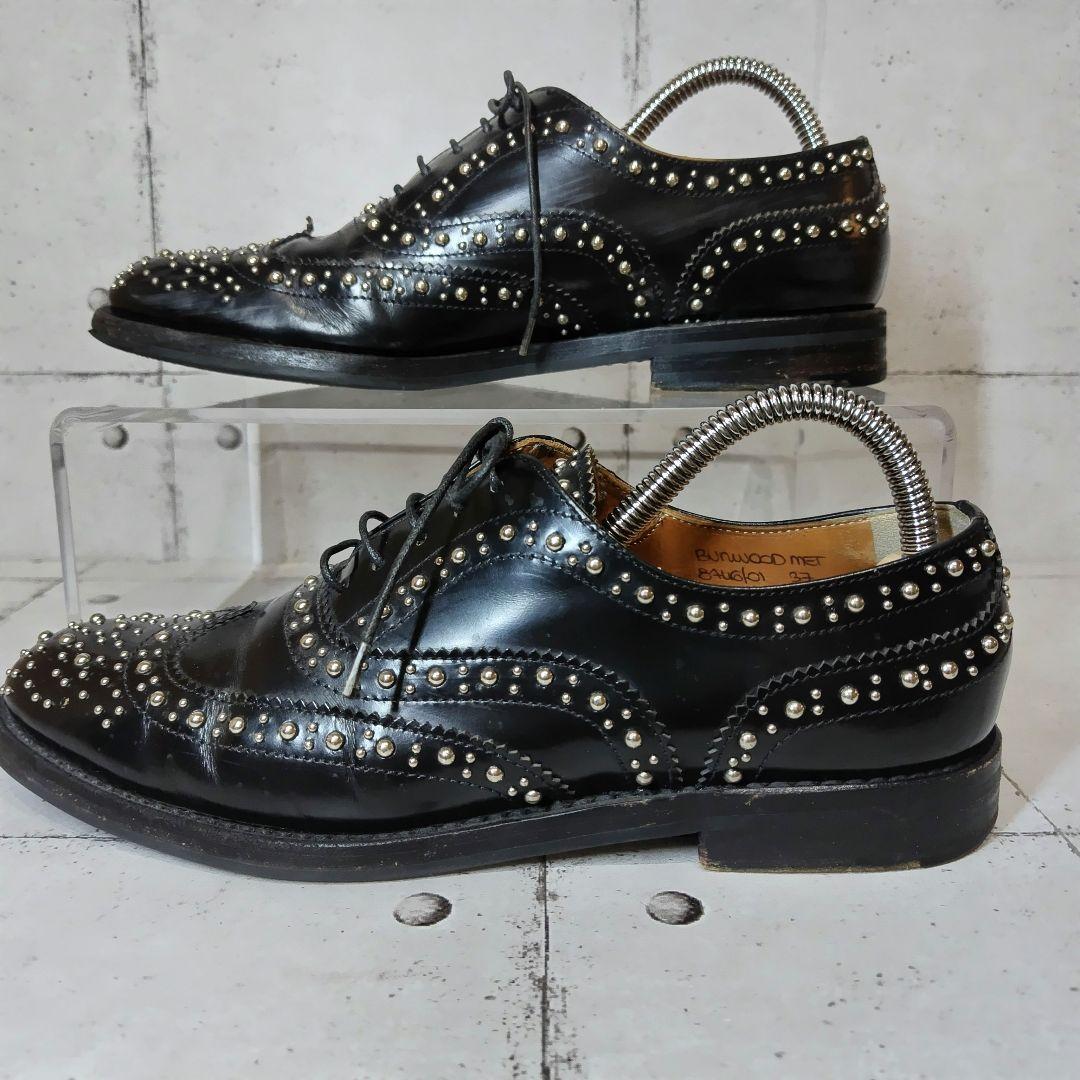 チャーチ BURWOOD スタッズ 37 黒 ウィングチップ バーウッド