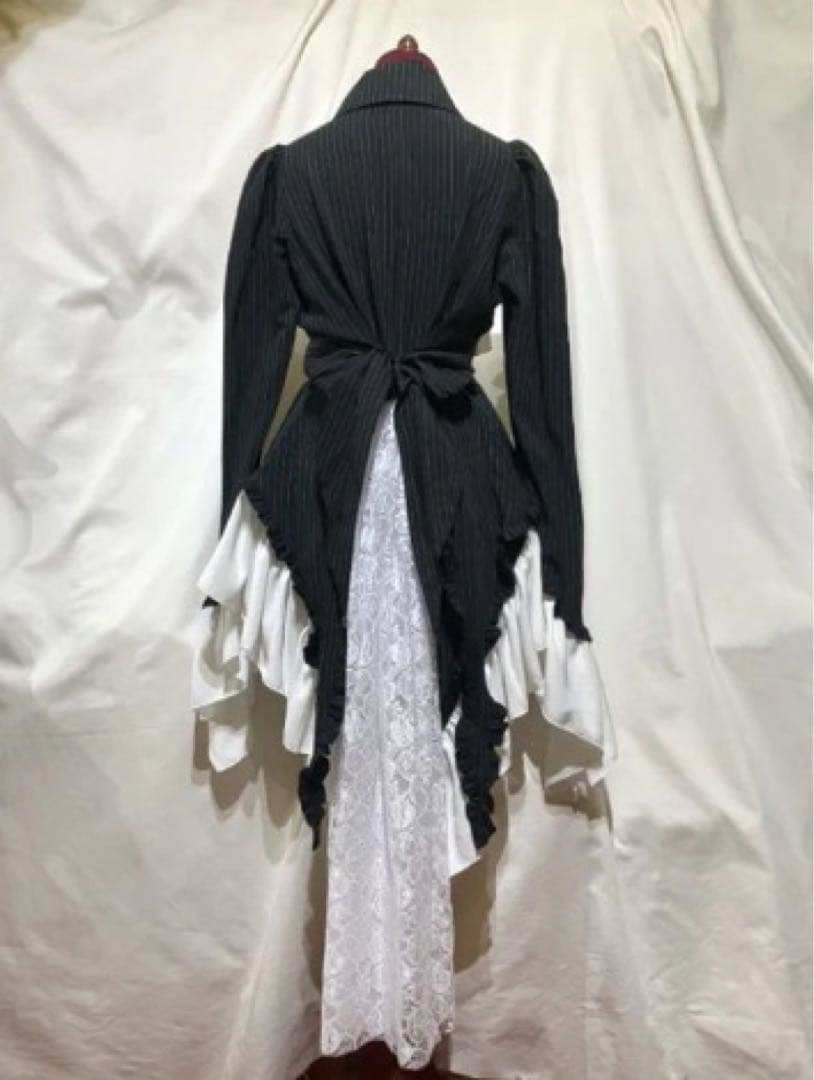 【MARBLE】マーブルタイ付きドレープ飾りゴシックエレガンスブラウスワンピース