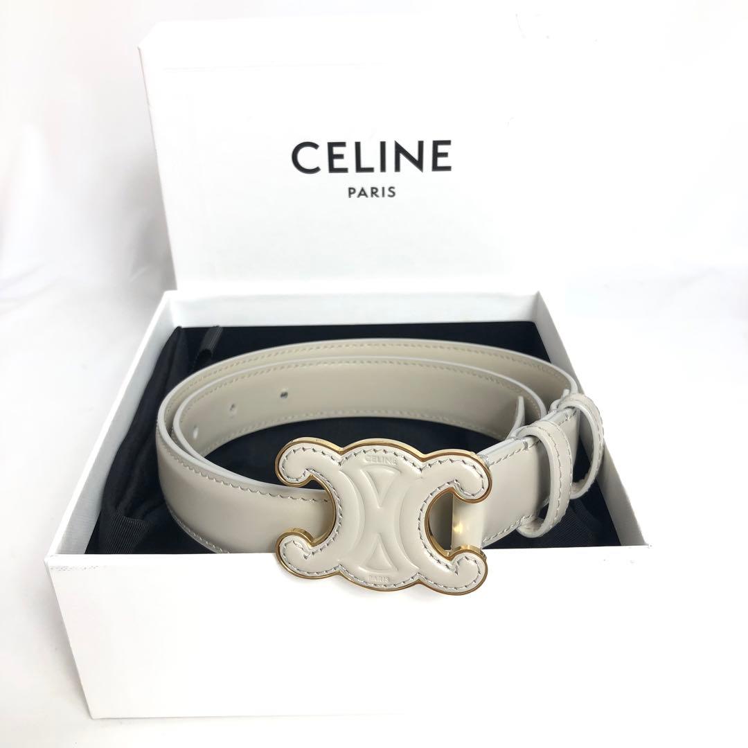 【美品】CELINE セリーヌ レザーベルト トリオンフ ゴールド金具