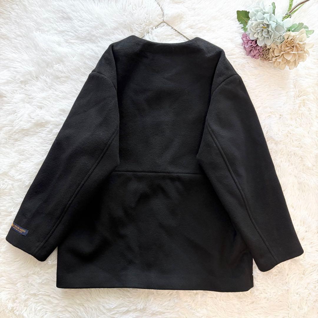 ジャーナルスタンダードレリューム◆スーパーファインビーバークルーネックコート 黒