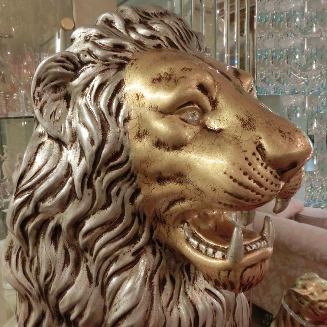 イタリア製　アニマルオブジェ　ゴールドライオン