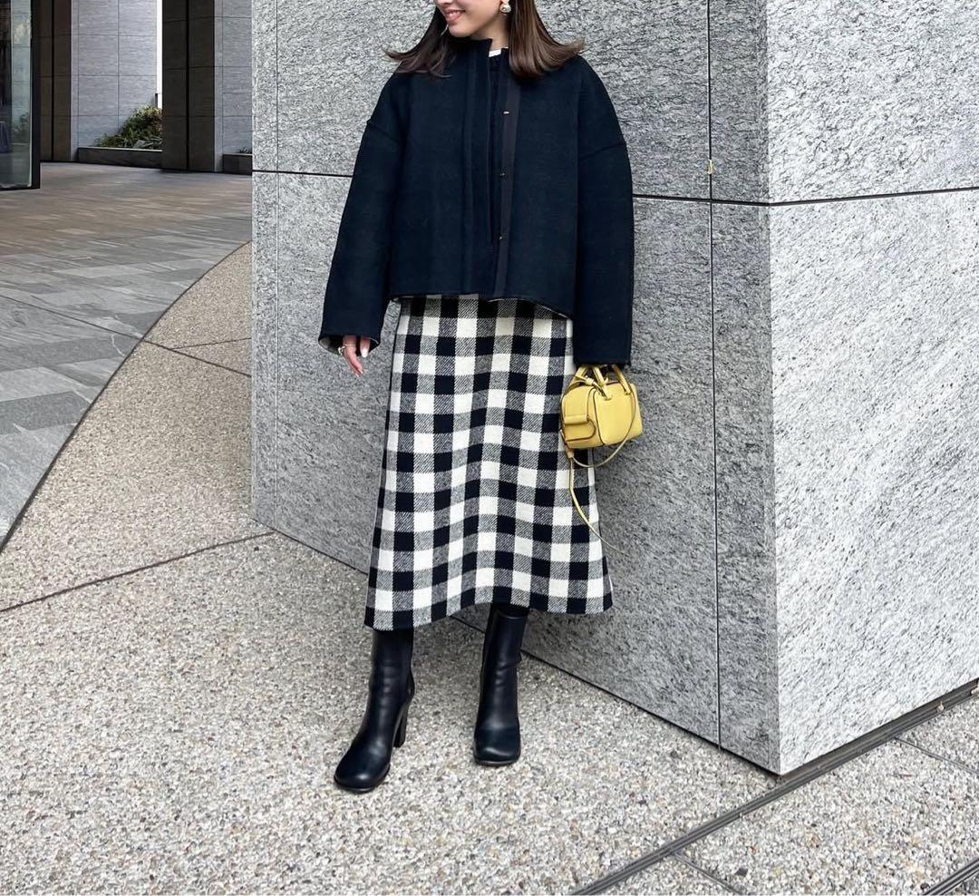 l*y様 【美品】Drawer ブロックチェック リバーシブル ノーカラー ジャ