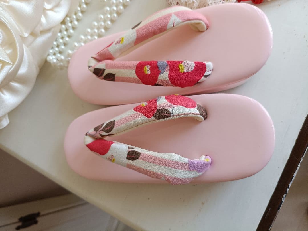 正絹☆ブルーピンクの着物にキラキラ作り帯セット