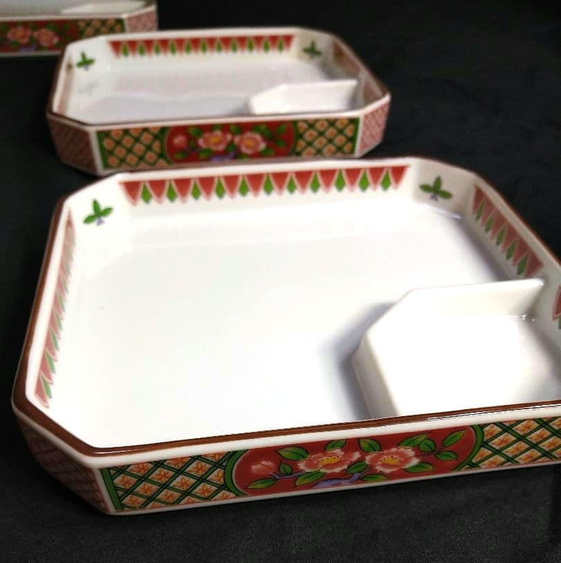 ♥希少５０年前のヴンテージ品⬛前畑陶器・美濃焼 ・庫山窯【高級金彩 】赤絵 4皿