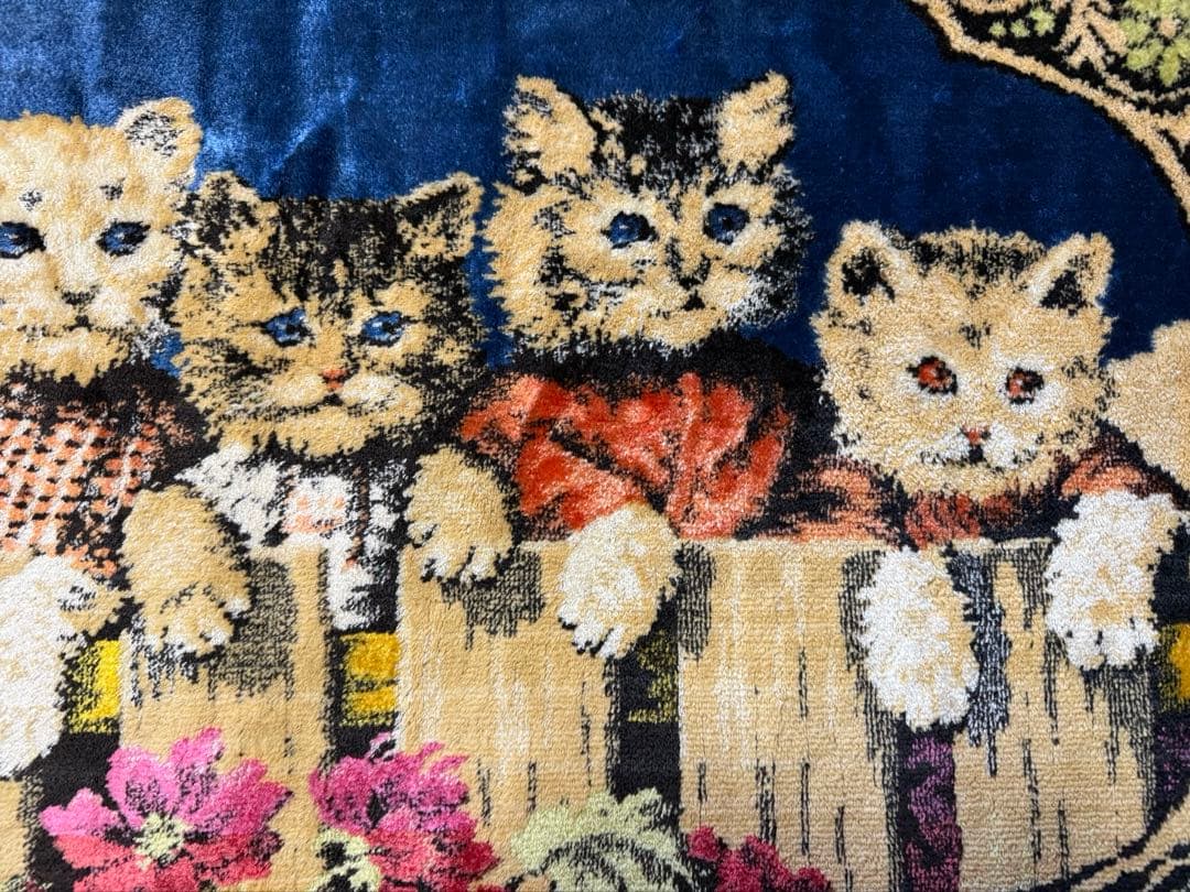 ヴィンテージラグ　6匹の猫デザイン イタリア製