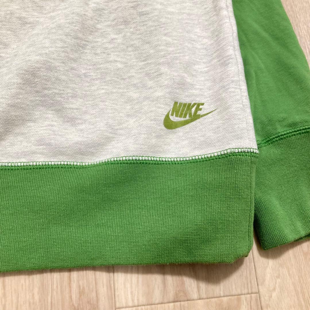 00s NIKE ゴツナイキロゴ刺繍ラグランスウェット 表記L 銀タグ　カマボコ