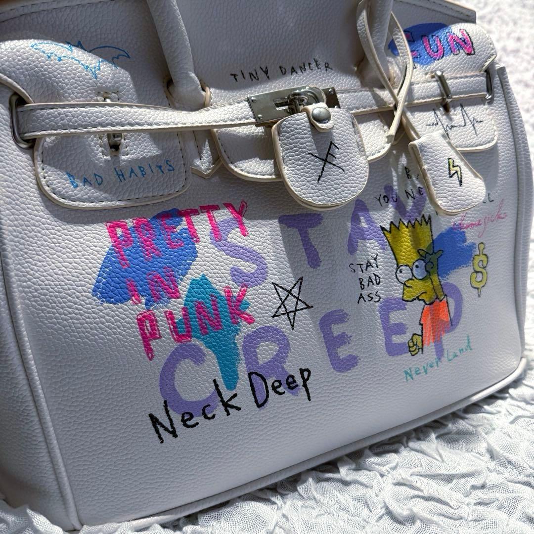 【タグ付き未使用品】 ゲルニカ ペイントハンドバッグ ホワイト シンプソンズ