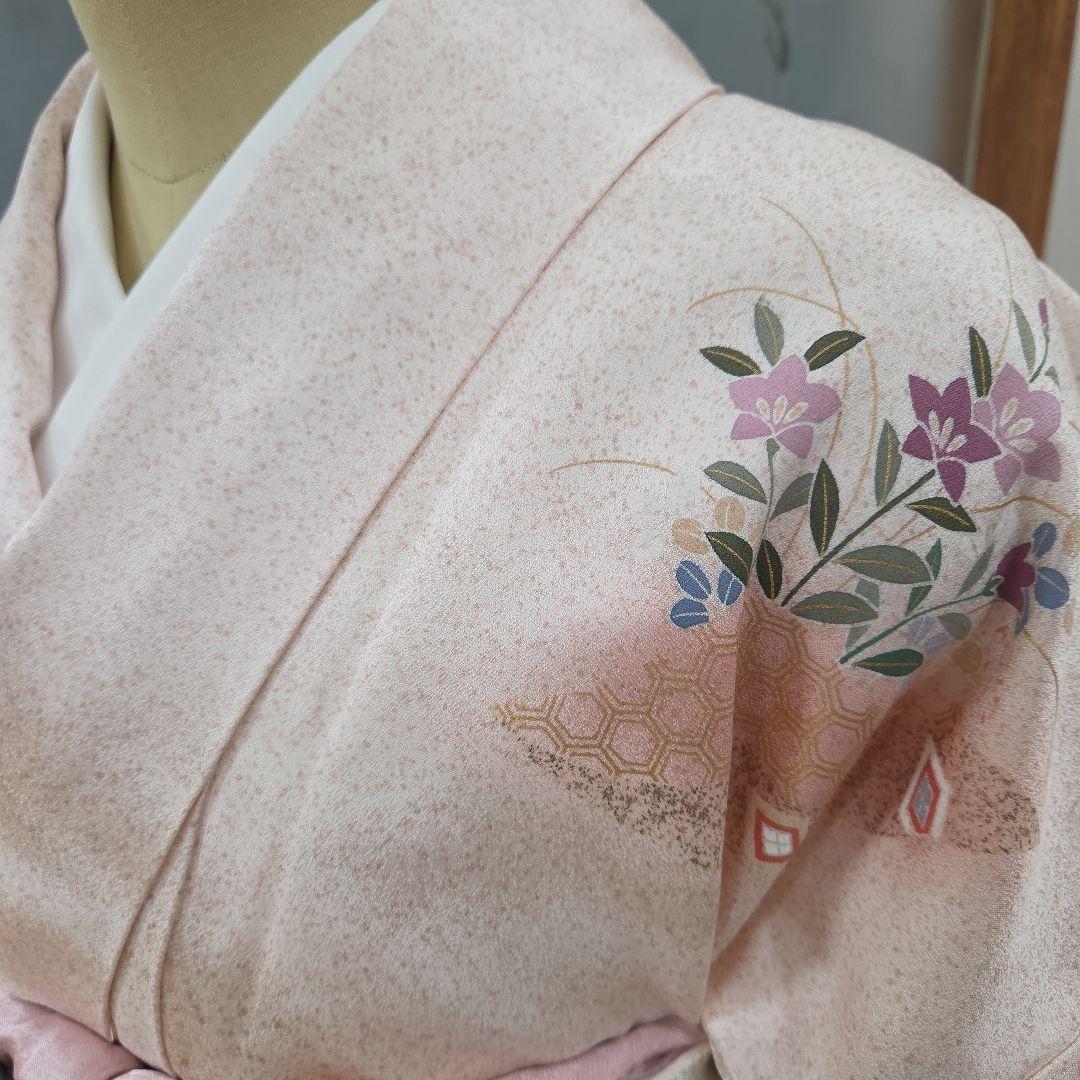 訪問着4点フルセット、着物、袋帯、帯締め、帯揚げ トールサイズ対応