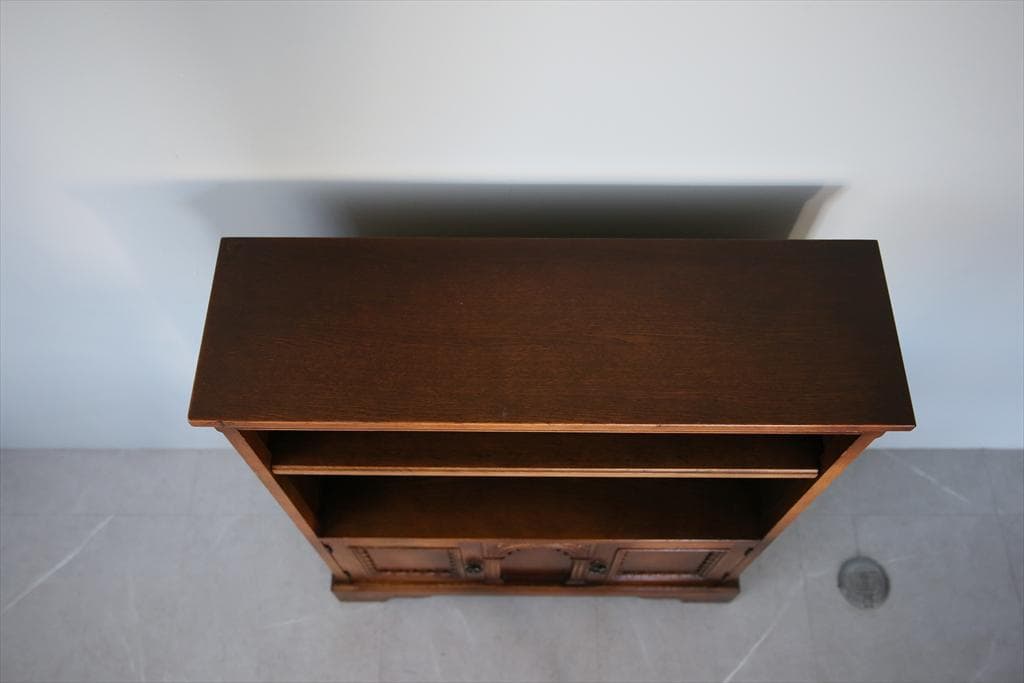 英国アンティーク木製ブックシェルフ/本棚/食器棚/飾り棚/収納ラック92-234